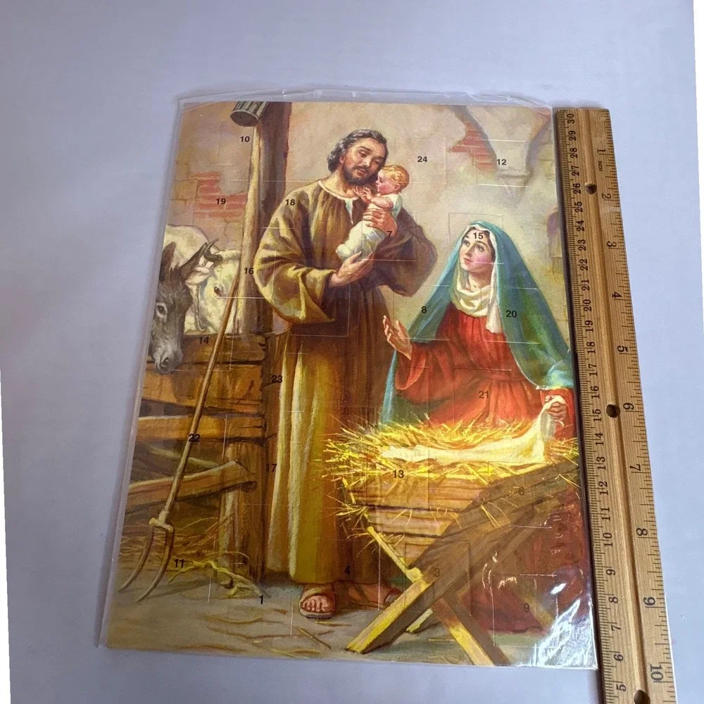 2 Vintage Christmas Nativity‎ Scene Advent Calendar 2000 Autom Doors Baby Jesus